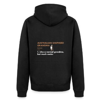 Dog Aussie Grandma Definition - Unisex Premium Organic Zip Hoodie - black - Back - Nico (187cm)