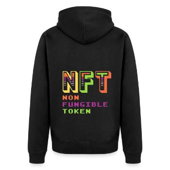 NFT Non Fungible Token Krypto-Münze Bitcoin-Liebha - Unisex Premium Bio Zip Hoodie - Schwarz - Hinten - Nico (187cm)