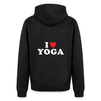 Yogi I Love Yoga - Unisex Premium Bio Zip Hoodie - Schwarz - Hinten - Nico (187cm)