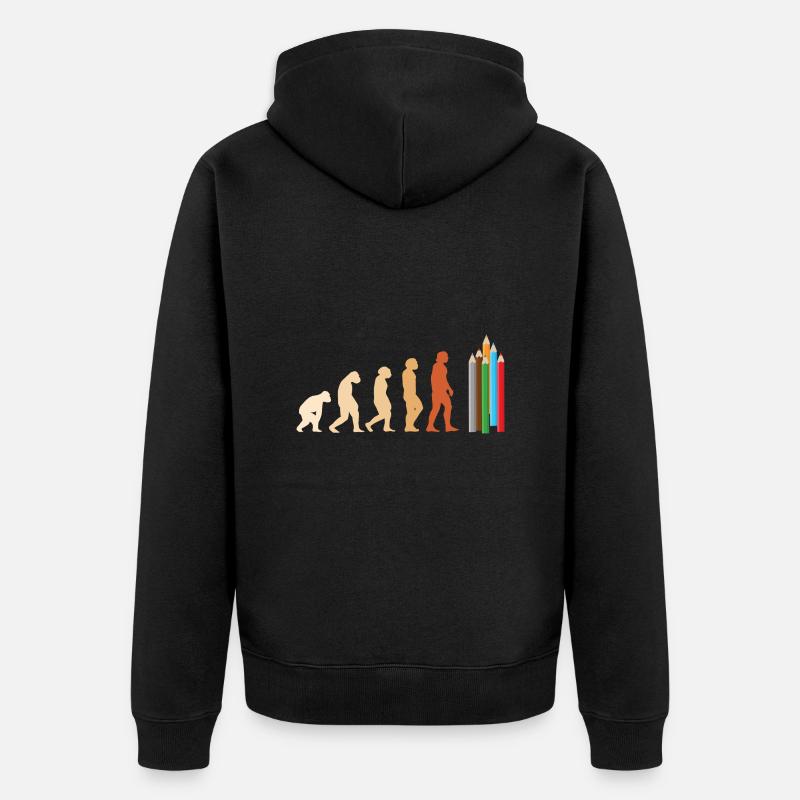 Drawer Evolution Drawing - Unisex Premium Bio Zip Hoodie - Schwarz