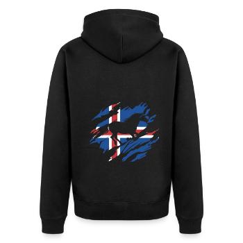 Isländer - Unisex Premium Bio Zip Hoodie - Schwarz - Hinten - Nico (187cm)