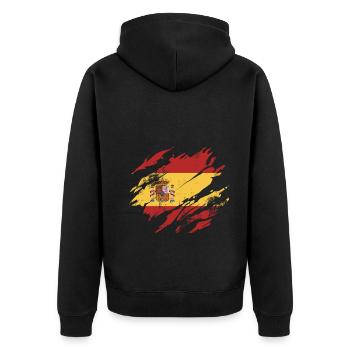 Spanien Flagge - Unisex Premium Bio Zip Hoodie - Schwarz - Hinten - Nico (187cm)