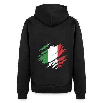 Italia flag - Unisex Premium Organic Zip Hoodie - black - Back - Nico (187cm)