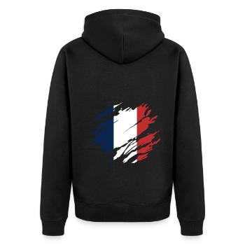 Drapeau de la France - Veste à capuche bio Premium Unisexe - noir - Dos - Nico (187cm)