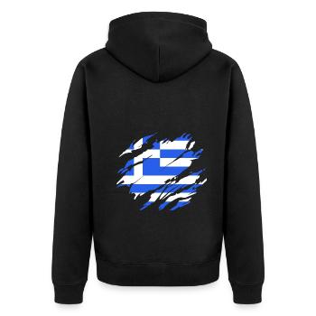 Griechenland - Unisex Premium Bio Zip Hoodie - Schwarz - Hinten - Nico (187cm)