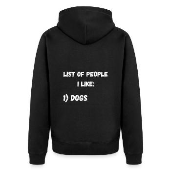 Hund Hunde Hundefreund Hundebesitzer Wauwau Lustig - Unisex Premium Bio Zip Hoodie - Schwarz - Hinten - Nico (187cm)