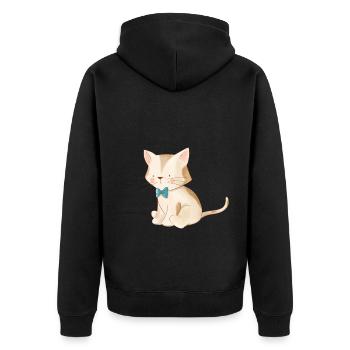 Katzen Mutter Miau Lustig Katzendame T-Shirt - Unisex Premium Bio Zip Hoodie - Schwarz - Hinten - Nico (187cm)