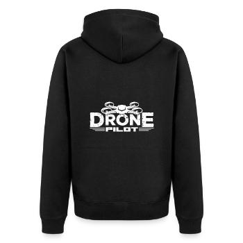 Drone Pilot - Unisex Premium Bio Zip Hoodie - Schwarz - Hinten - Nico (187cm)