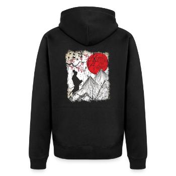 Japon Vintage Art Japonais Samouraï - Veste à capuche bio Premium Unisexe - noir - Dos - Nico (187cm)