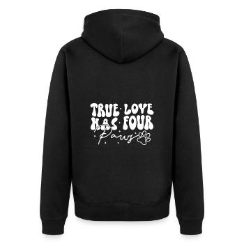 Hund Wahre Liebe hat vier Pfoten Hundebesitzer Wau - Unisex Premium Bio Zip Hoodie - Schwarz - Hinten - Nico (187cm)