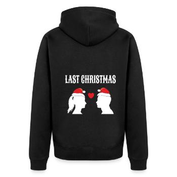 Weihnachten Last Christmas Claus Merry Christmas - Unisex Premium Bio Zip Hoodie - Schwarz - Hinten - Nico (187cm)