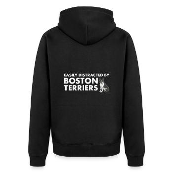 Easily Distracted By Boston Terrier - Unisex Premium Organic Zip Hoodie - black - Back - Nico (187cm)