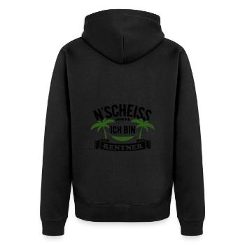 N' Scheiss muss ich, ich bin Rentner - Spruch - Unisex Premium Bio Zip Hoodie - Schwarz - Hinten - Nico (187cm)