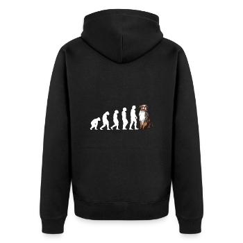 Dog Evolution Aussie - Unisex Premium Bio Zip Hoodie - Schwarz - Hinten - Nico (187cm)