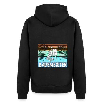 sommer bademeister - Unisex Premium Bio Zip Hoodie - Schwarz - Hinten - Nico (187cm)