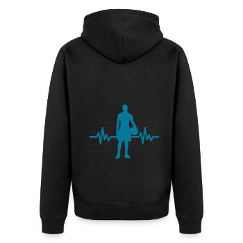Haertbeat Basketball - USA - Team Sport - Hoops - Unisex Premium Bio Zip Hoodie - Schwarz - Hinten - Nico (187cm)