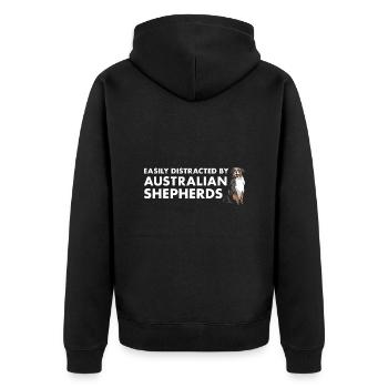 Dog Easily Distracted By Aussie - Unisex Premium Bio Zip Hoodie - Schwarz - Hinten - Nico (187cm)