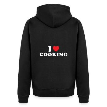 Cook I Love Cooking - Unisex Premium Organic Zip Hoodie - black - Back - Nico (187cm)