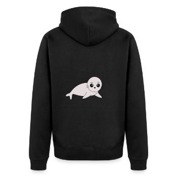 Seehund Seehunde Robbe Robben Tiere - Unisex Premium Bio Zip Hoodie - Schwarz - Hinten - Nico (187cm)