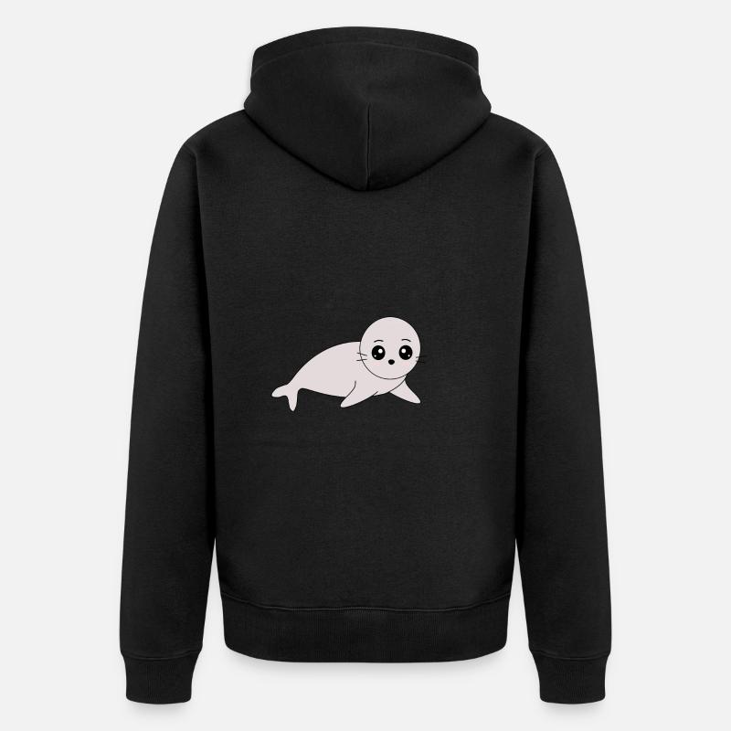 Sceaux, phoques, phoques, phoques animaux - Veste à capuche bio Premium Unisexe - noir
