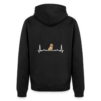 Heartbeat Shar Pei - Unisex Premium Bio Zip Hoodie - Schwarz - Hinten - Nico (187cm)