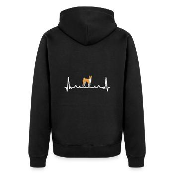 Battement de cœur de chien Basenji - Veste à capuche bio Premium Unisexe - noir - Dos - Nico (187cm)