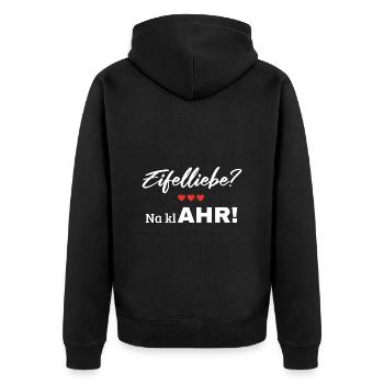 Eifel Liebe Ahr Ahrtal Heimat Herz Wandern Region - Unisex Premium Bio Zip Hoodie - Schwarz - Hinten - Nico (187cm)