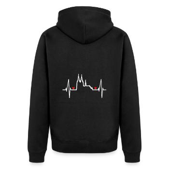 Cologne Heartbeat Rouge Blanc Cologne Cathédrale Kölsch Cologne - Veste à capuche bio Premium Unisexe - noir - Dos - Nico (187cm)