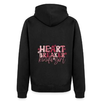 Valentinstag Herz Liebe Geschenkidee T-shirt - Unisex Premium Bio Zip Hoodie - Schwarz - Hinten - Nico (187cm)