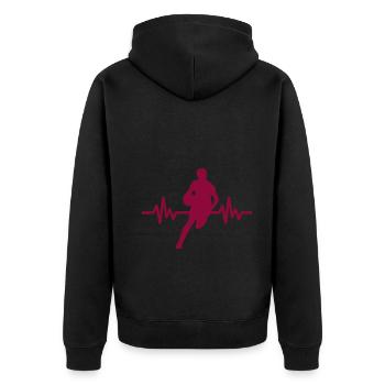 Haertbeat Basketball - USA - Team Sport - Hoops - Unisex Premium Bio Zip Hoodie - Schwarz - Hinten - Nico (187cm)