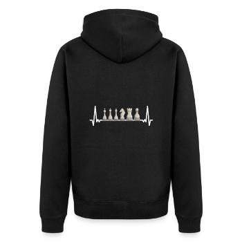 Chess Player Heartbeat Chess - Unisex Premium Organic Zip Hoodie - black - Back - Nico (187cm)