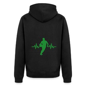 Haertbeat Basketball - USA - Team Sport - Hoops - Unisex Premium Bio Zip Hoodie - Schwarz - Hinten - Nico (187cm)
