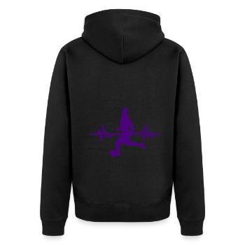 Herzschlag - Soccer / Sportverein Kicker Fußball - Unisex Premium Bio Zip Hoodie - Schwarz - Hinten - Nico (187cm)