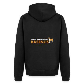 Chien facilement distrait par Basenji - Veste à capuche bio Premium Unisexe - noir - Dos - Nico (187cm)