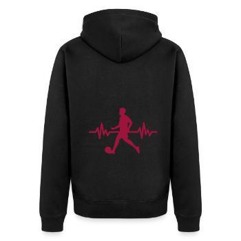 Herzschlag - Soccer / Sportverein Kicker Fußball - Unisex Premium Bio Zip Hoodie - Schwarz - Hinten - Nico (187cm)