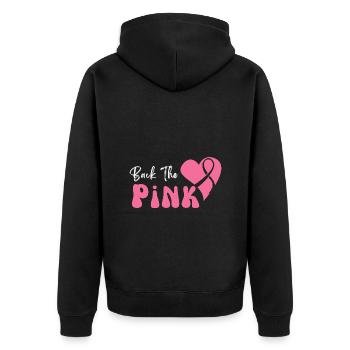 Retour la sensibilisation au cancer du sein rose - Veste à capuche bio Premium Unisexe - noir - Dos - Nico (187cm)
