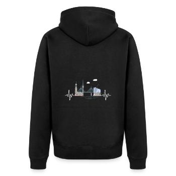 Hamburg Skyline Herzschlag Hamburger Elbe Norden - Unisex Premium Bio Zip Hoodie - Schwarz - Hinten - Nico (187cm)