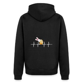 Easter Bunny Heartbeat Easter Egg Easter Easter Easter - Unisex Premium Organic Zip Hoodie - black - Back - Nico (187cm)