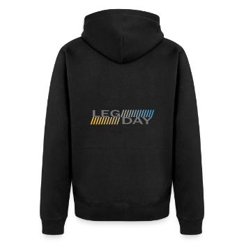 Leg Day Fitness Training Workout Routine - Unisex Premium Bio Zip Hoodie - Schwarz - Hinten - Nico (187cm)