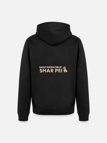 Easily Distracted By Shar Pei - Unisex Premium Organic Zip Hoodie - black