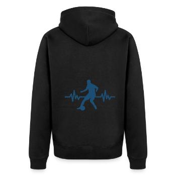 Herzschlag - Soccer / Sportverein Kicker Fußball - Unisex Premium Bio Zip Hoodie - Schwarz - Hinten - Nico (187cm)