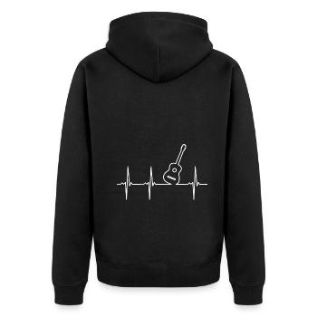 Gitarre Herzschlag - Unisex Premium Bio Zip Hoodie - Schwarz - Hinten - Nico (187cm)
