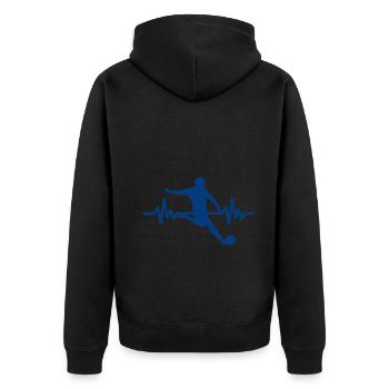 Herzschlag - Soccer / Sportverein Kicker Fußball - Unisex Premium Bio Zip Hoodie - Schwarz - Hinten - Nico (187cm)