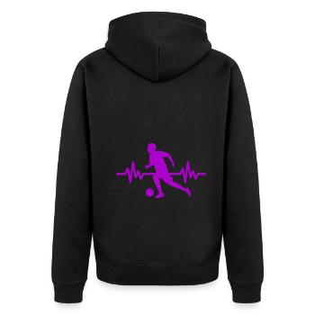 Herzschlag - Soccer / Sportverein Kicker Fußball - Unisex Premium Bio Zip Hoodie - Schwarz - Hinten - Nico (187cm)