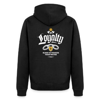 Loyalty - Blood Is Thicker Than Water - Unisex Premium Bio Zip Hoodie - Schwarz - Hinten - Nico (187cm)
