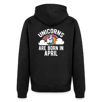 Les licornes sont nées en avril Chemise Mois d’anniversaire - Veste à capuche bio Premium Unisexe - noir - Dos - Nico (187cm)