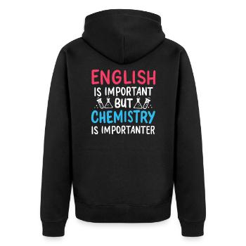 L'anglais drôle est important La chimie est - Veste à capuche bio Premium Unisexe - noir - Dos - Nico (187cm)
