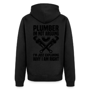 Plumber - Unisex Premium Organic Zip Hoodie - black - Back - Nico (187cm)
