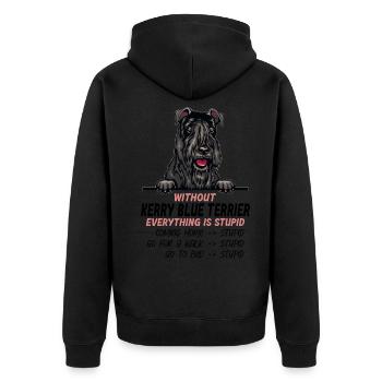 Ohne Kerry Blue Terrier ist alles doof - Unisex Premium Bio Zip Hoodie - Schwarz - Hinten - Nico (187cm)