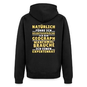 Ich führe Selbstgespräche - Geograph Edition - Unisex Premium Bio Zip Hoodie - Schwarz - Hinten - Nico (187cm)